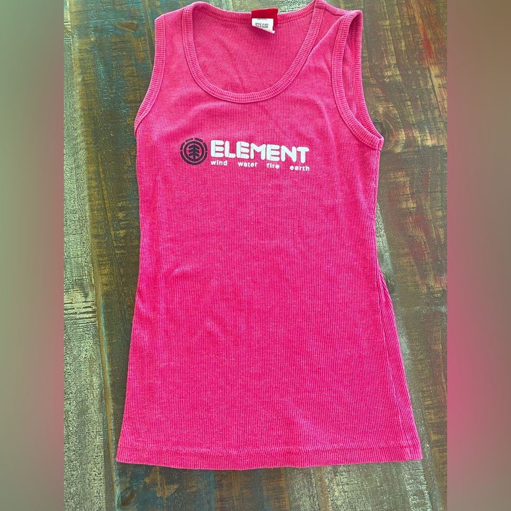 Element Women’s Y2K Hot Pink Fitted Cotton Tank Top Made in USA, Small